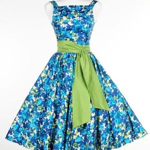 Pinup Girl Clothing Blue Floral Maria Dress